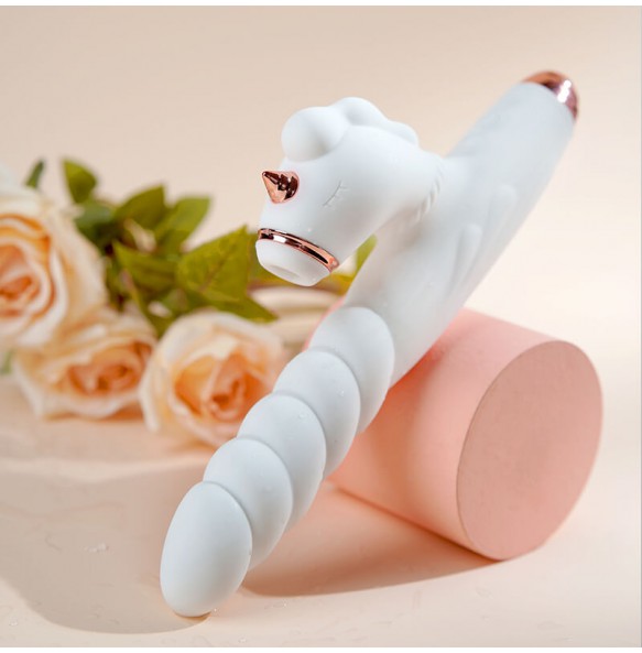 Japan GALAKU - Unicorn Vibration Heating Thrusting Suction Wand (Chargeable - White)